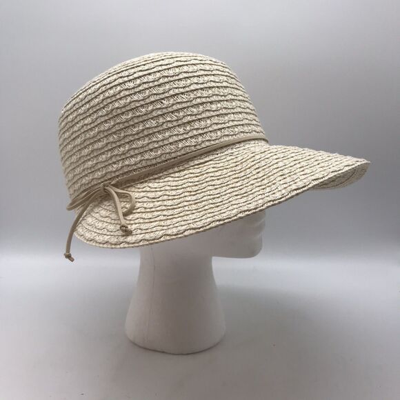 Nine West Face Framer Straw Sun Hat Women's OSFM Scallop Packable Vacation Beach - Picture 2 of 10